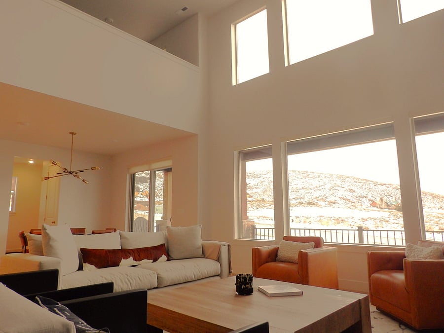 Family room with vaulted ceilings