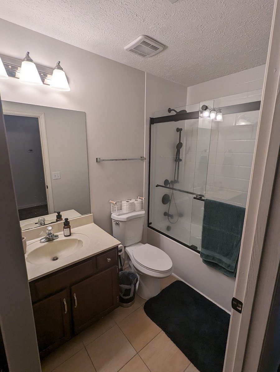 Bathroom with updated shower. 