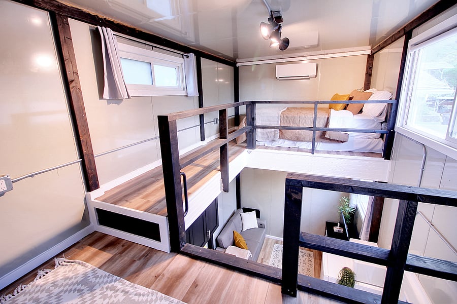Bedroom with split ac system to cool the home.
