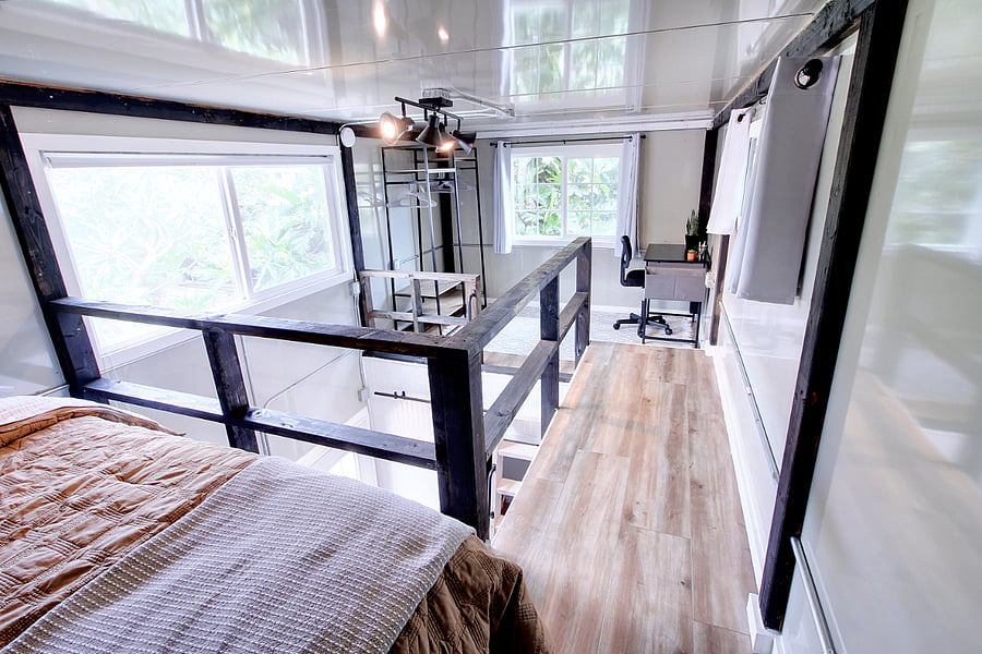 Cat walk to get to the bedroom space.