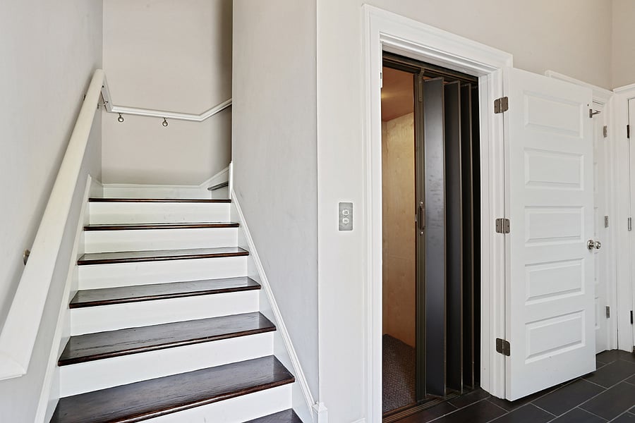 Elevator and stairs up