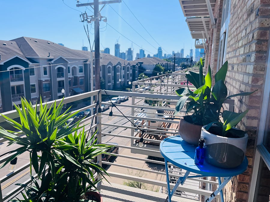Outdoor Patio with View toward Downtown Austin