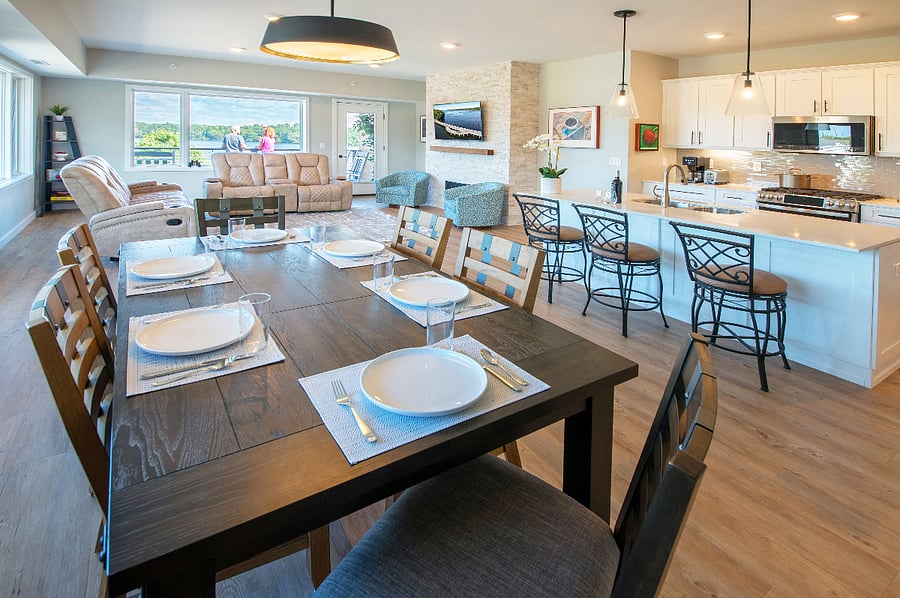Dining room with seating for six.