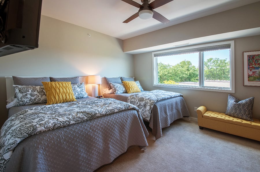 Bedroom #2 - two queen beds with spacious closet and small smart TV