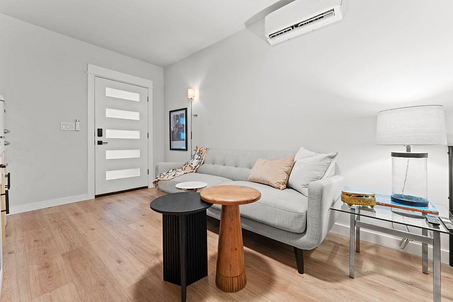 Seating area is large enough for 4-5 people (with use of the can chairs). 