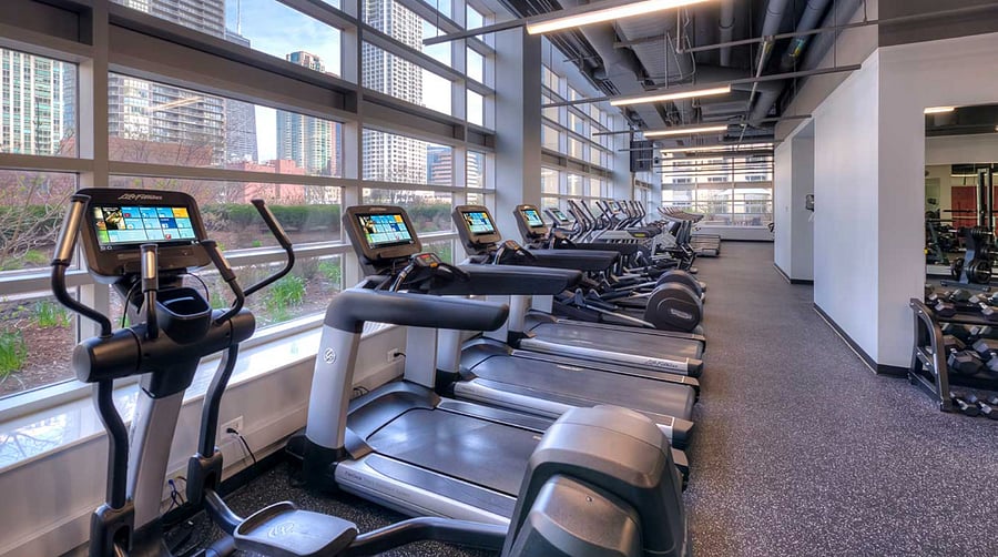Cardio equipment in gym