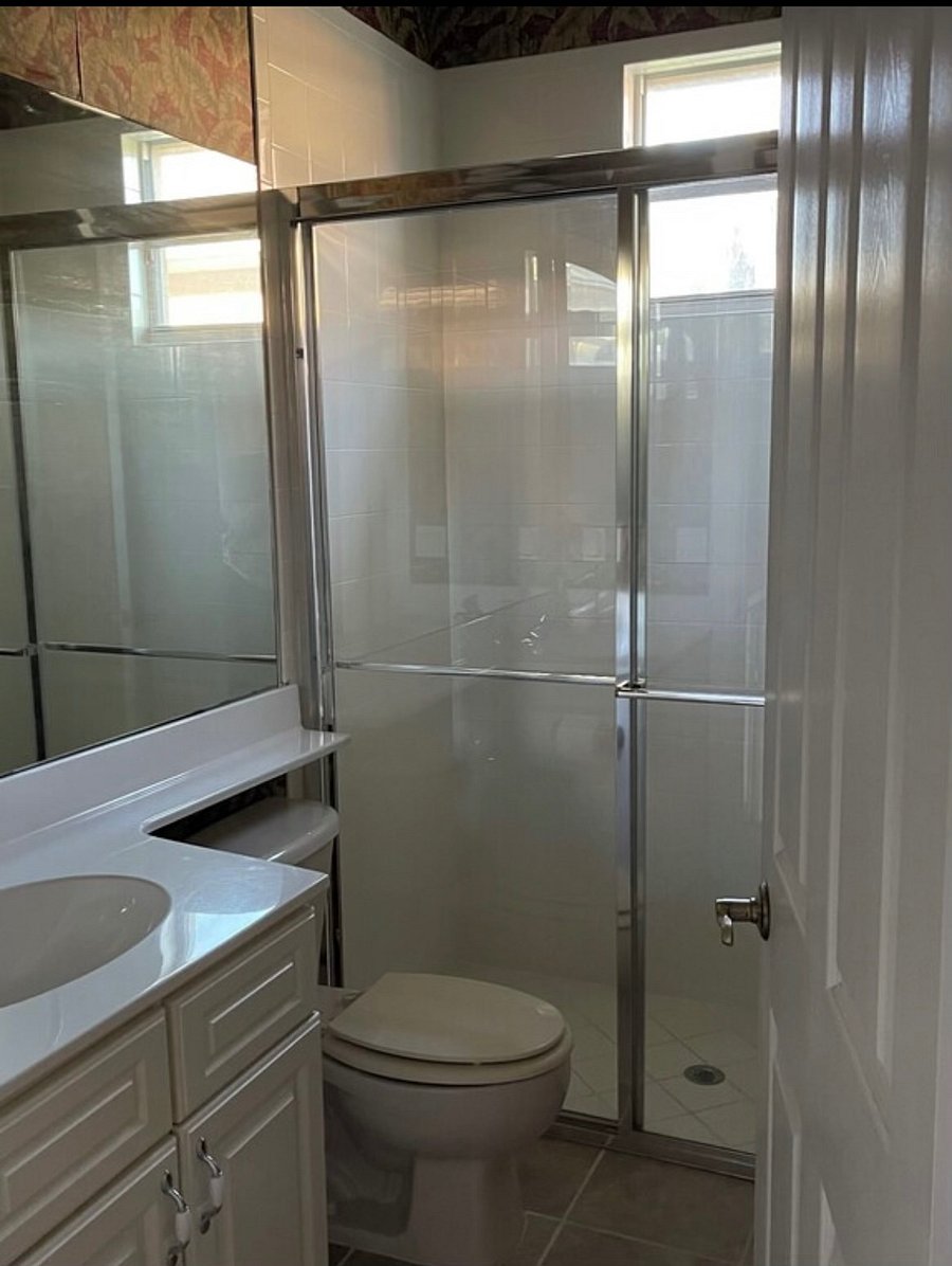 Cabana bathroom with walk in shower