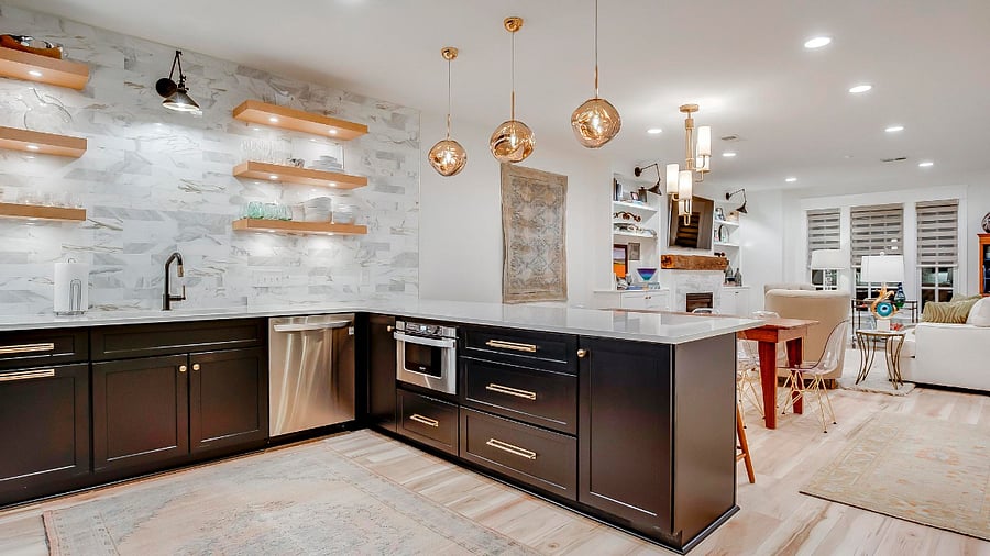 An upscale ultra quiet dishwasher and microwave drawer keep up the luxurious feel and round out your kitchen needs.