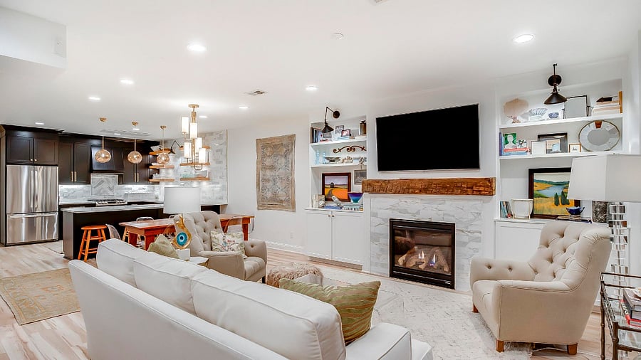 A view of the Open Floor Plan Living Area from the front door.