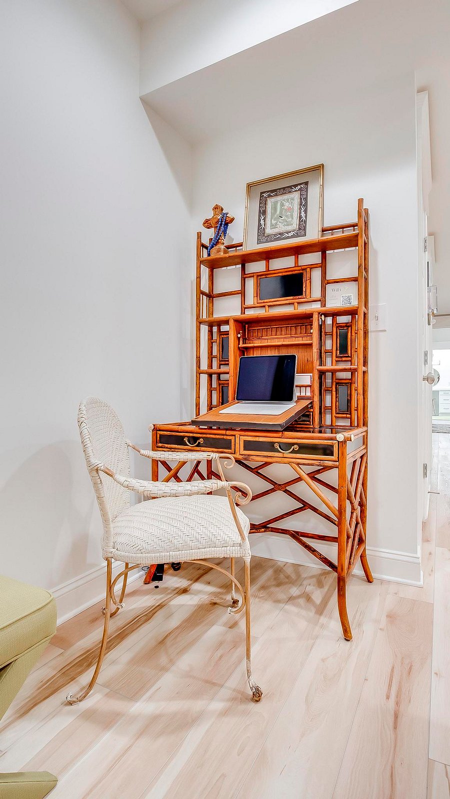 The Secretary folds down to reveal a unique paper storage area and an angled writing space.