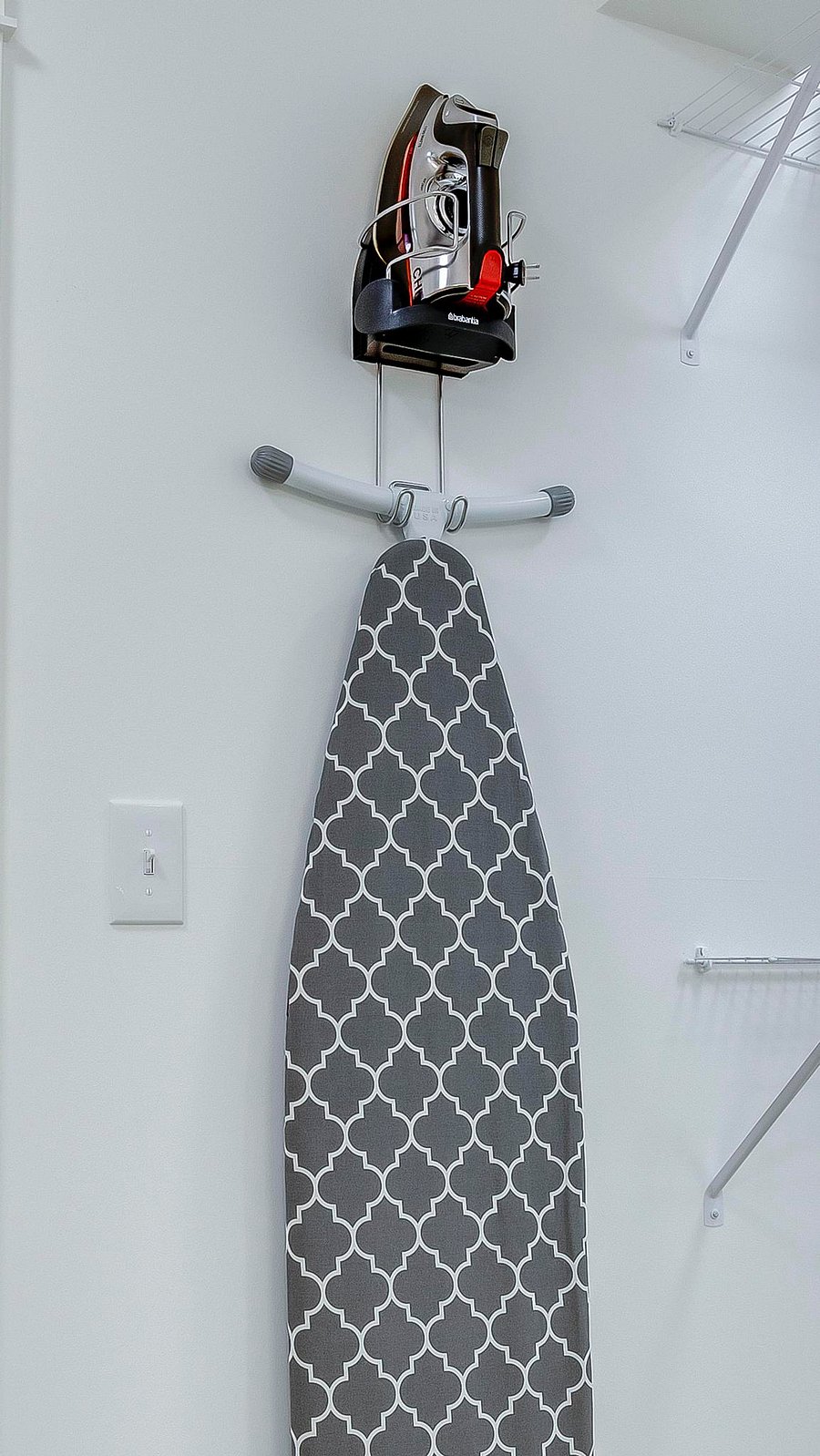 A Chi Iron and Ironing Board are available with plenty of room to iron the large closet.
