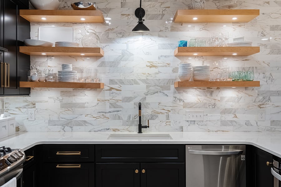 Plenty of lighting from under cabinet to articulating sconces will make it easy to find your way around.