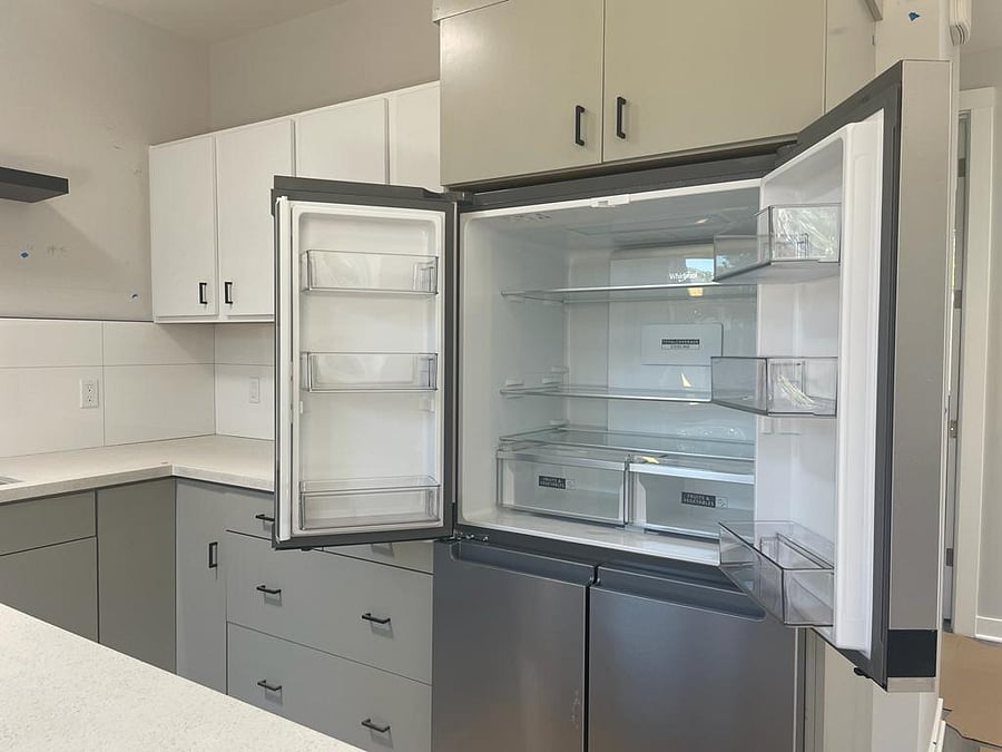 Nice new fridge with ice maker. You would get half of the fridge and some freezer space. And usage of the condiments. 