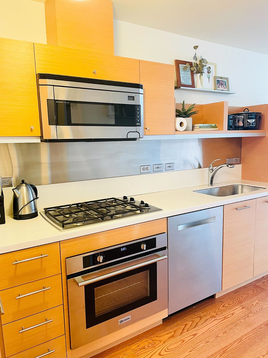 Updated kitchen with stainless steel appliances