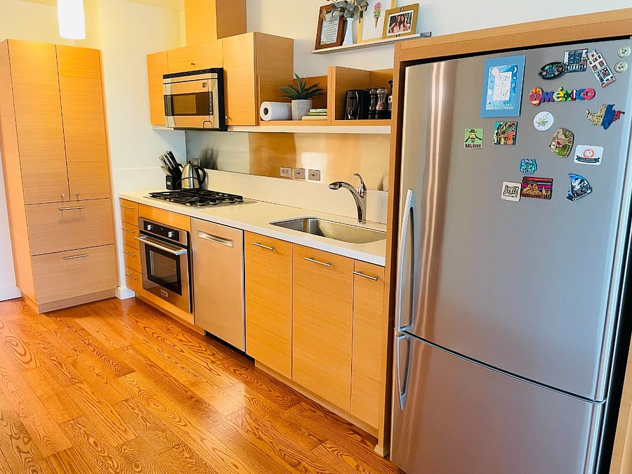 Updated kitchen with stainless steel appliances