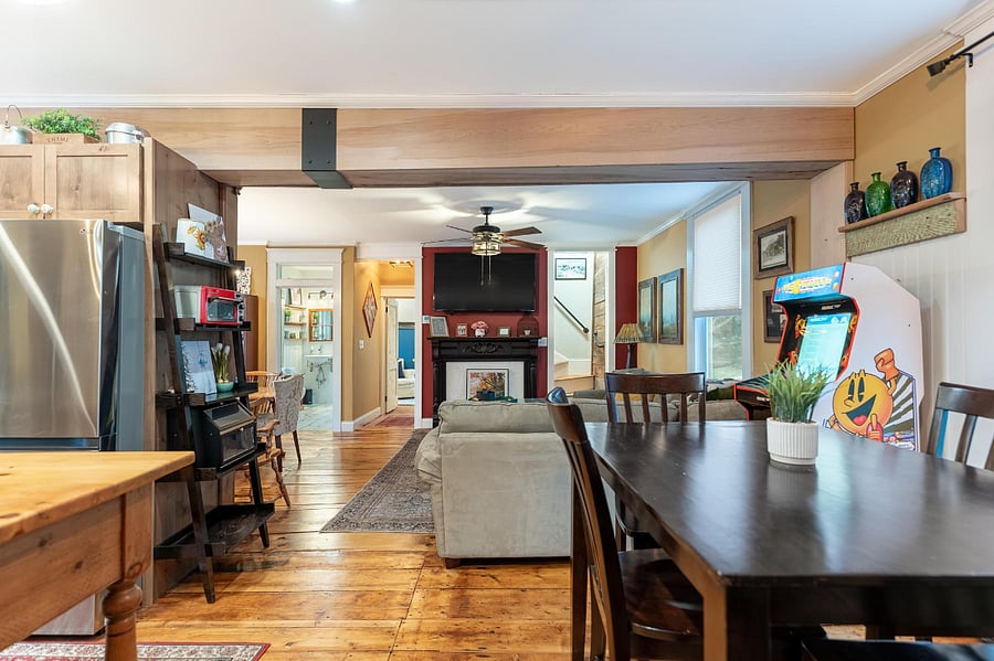 View from Kitchen into spacious living area