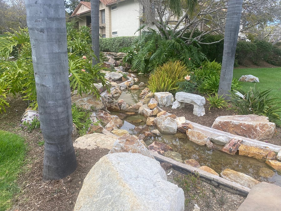 Water Features By The Pond In The Complex Adds Soothing White Noise