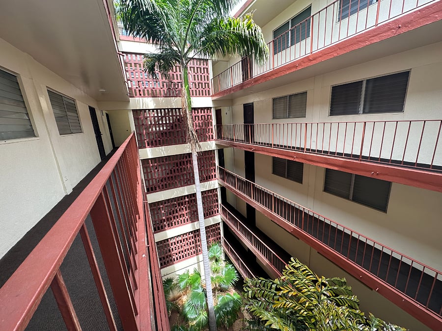 Secured interior breezeway view