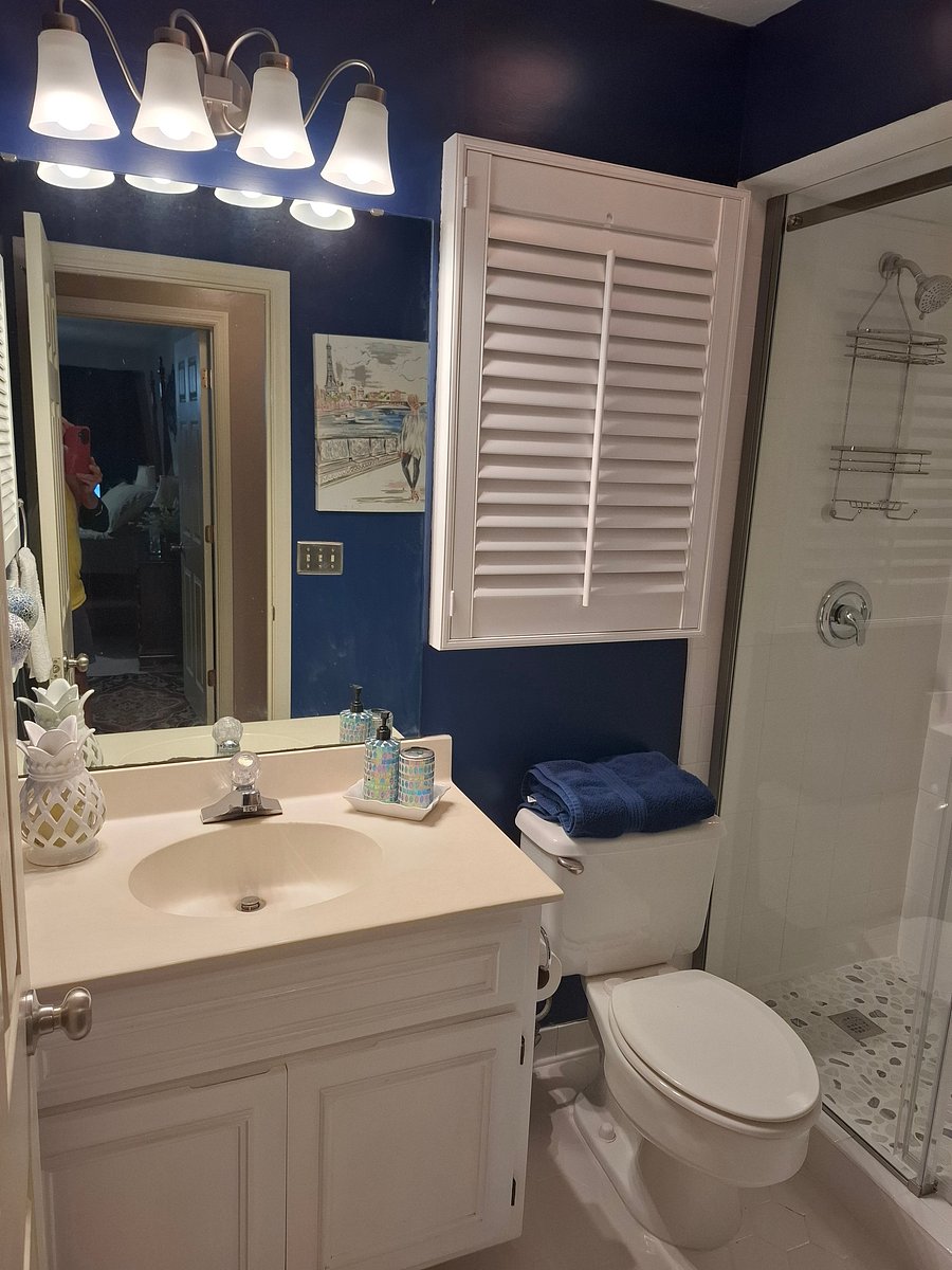Guest Bathroom with new walk-in shower.