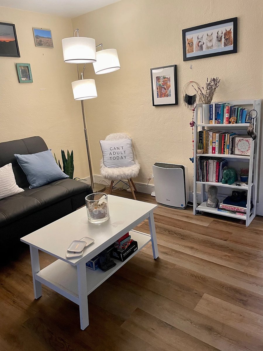 sofa and book shelf in living room