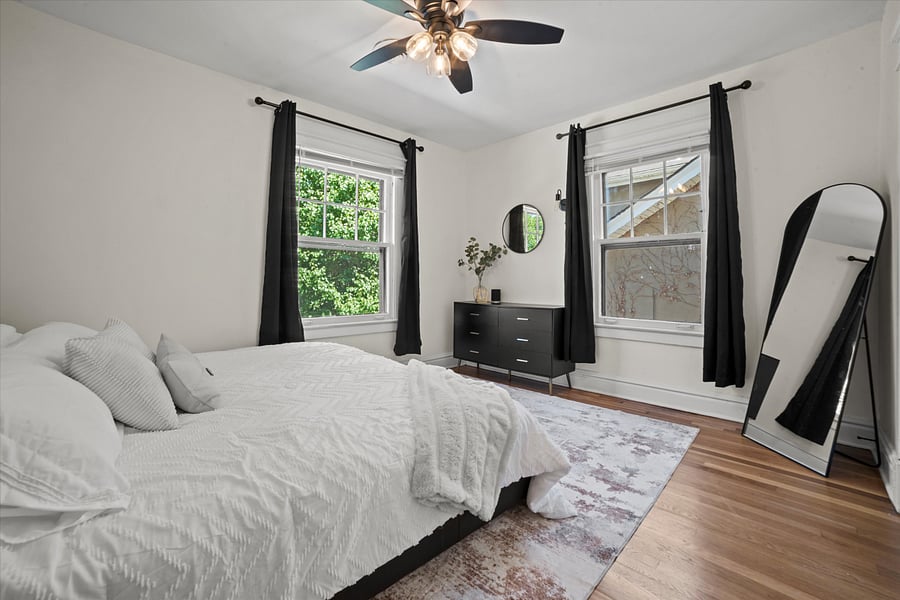 Experience the ultimate comfort in our king bedroom, complemented by a full-size mirror and dresser, perfect for long-term stays. Embrace convenience and style as you settle into your home away from home.