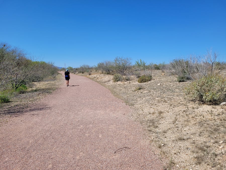half mile/10 min walk to the Rillito River Park walking trail