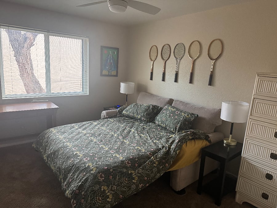 Queen sized sofa bed to accommodate guests.