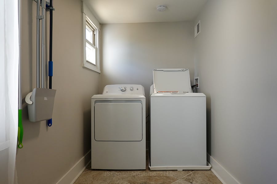 In-Unit Laundry; full-size washer & dryer