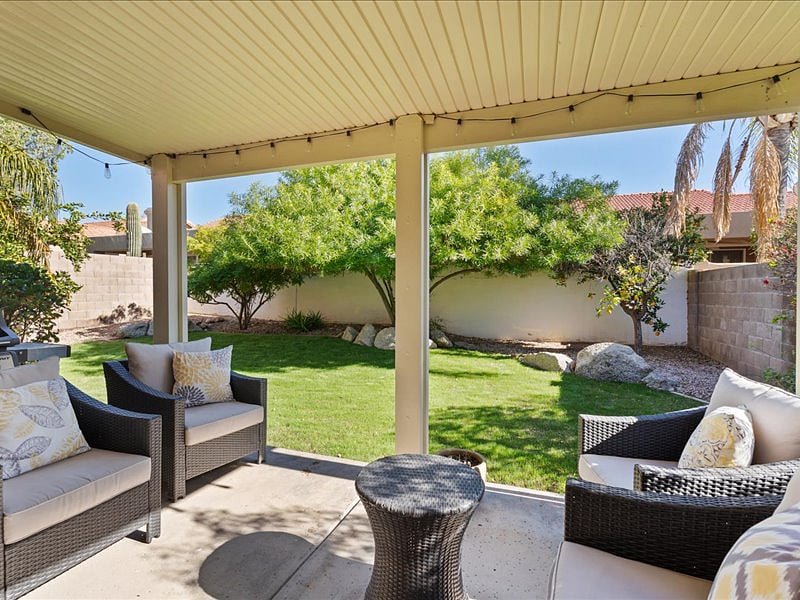 Secluded patio with grill