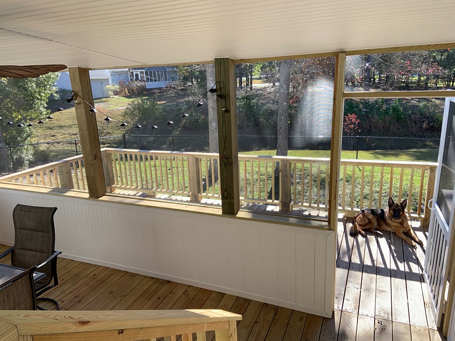 Rear screened porch to deck