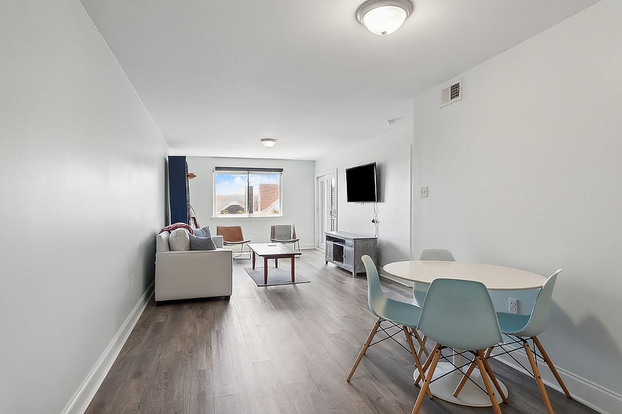 living and dining areas with SmartTV