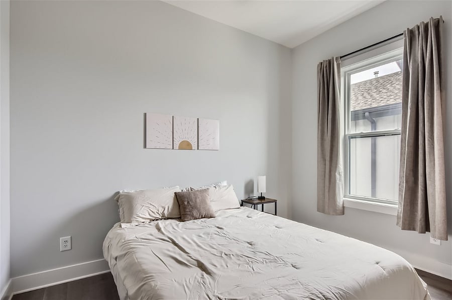 Bedroom boasts a 12" memory foam mattress, black out curtains, as well as another full bathroom inside.