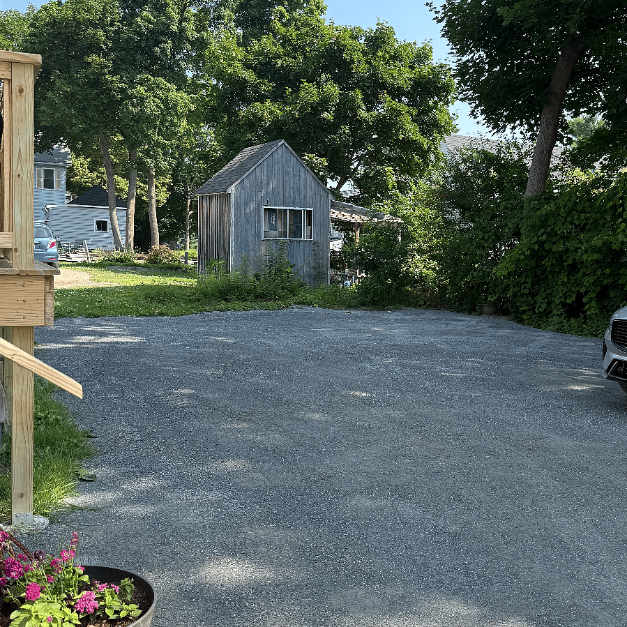 Parking area for 2 small SUV'S or small to midsize sedans. 