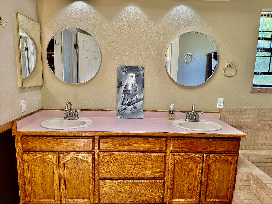 Dual sinks in bathroom
