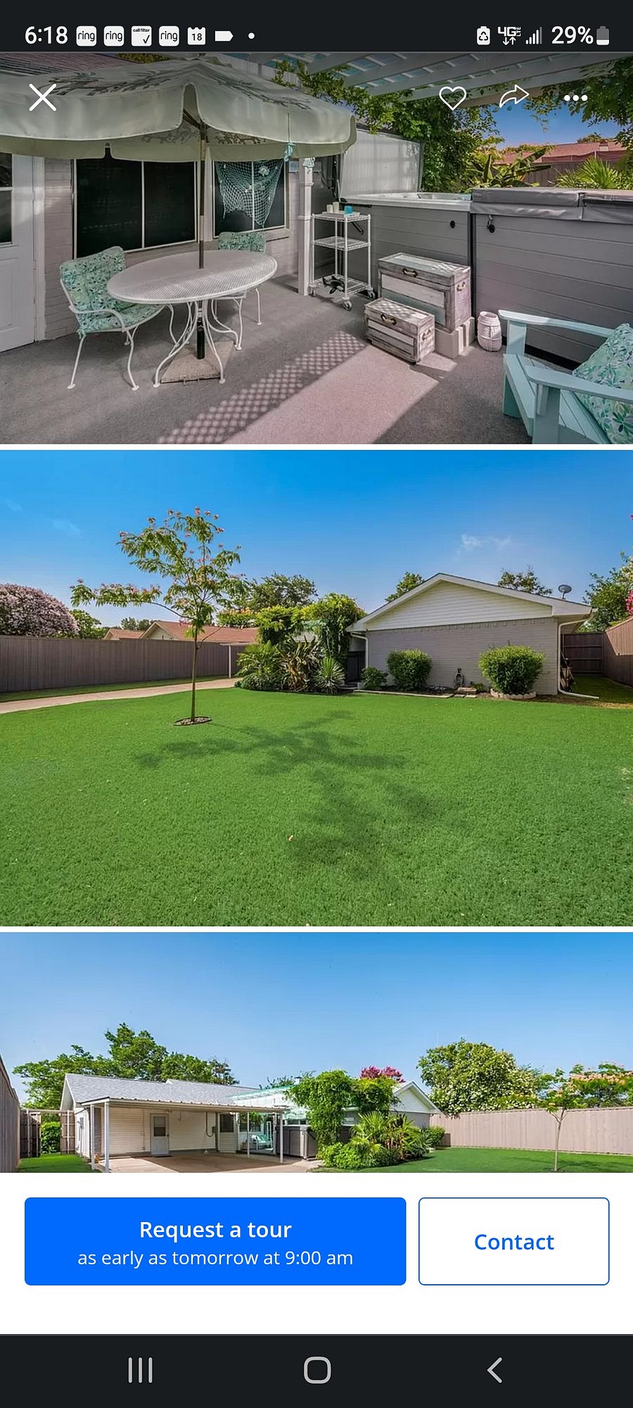 Large, private backyard, with automatic security gate.
