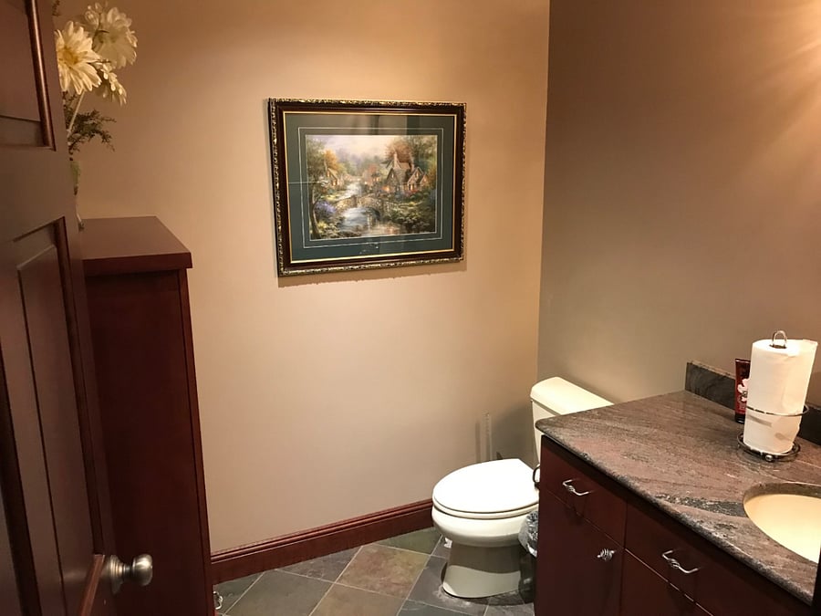 One of two half baths on the first floor 