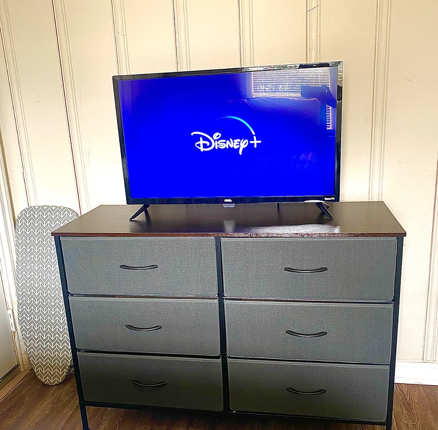 Smart tv, dresser and iron board 