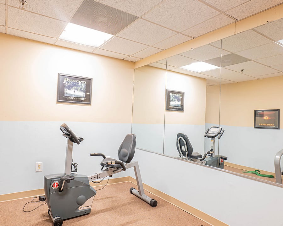 Gym on lower level of building