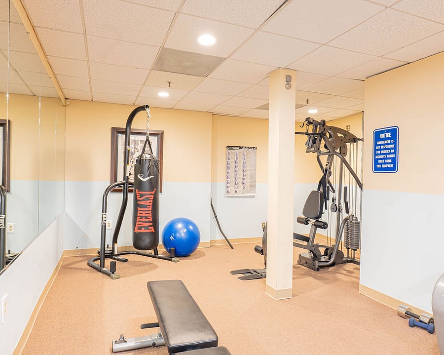 Gym on lower level of building