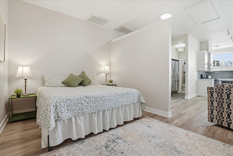 bedroom area with king size bed