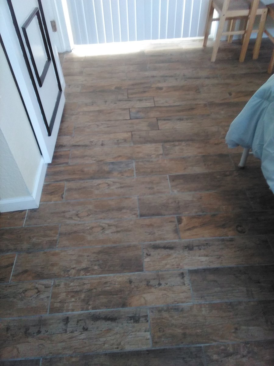 Wood look tile flooring