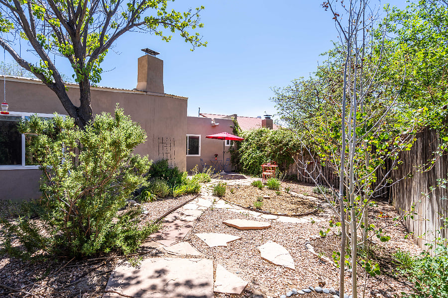 backyard, sliding glass door off living room leads to outside