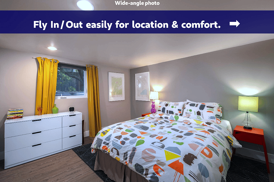Queen bedroom with hangers, closet, dresser for storage and nightstands. Fly into Portland/PDX airport and ride the light rail MAX for $2.80 followed by a flat 10 minute walk and you are here.