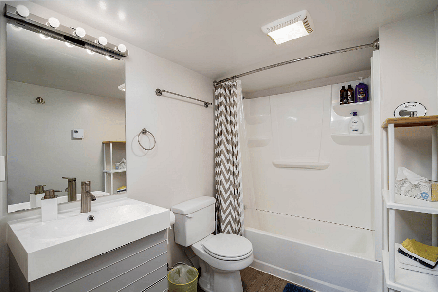 Get ready for whatever your trip has in store in the well-stocked bathroom: body wash, shampoo and conditioner are provided for your variable stream shower tub use. And smart zoned heating lets the bathroom be warmer than the other rooms.
