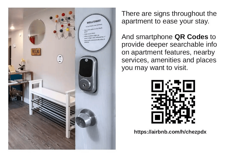 We added QR codes to keep pace with the ever-changing information about nearby venues and services.