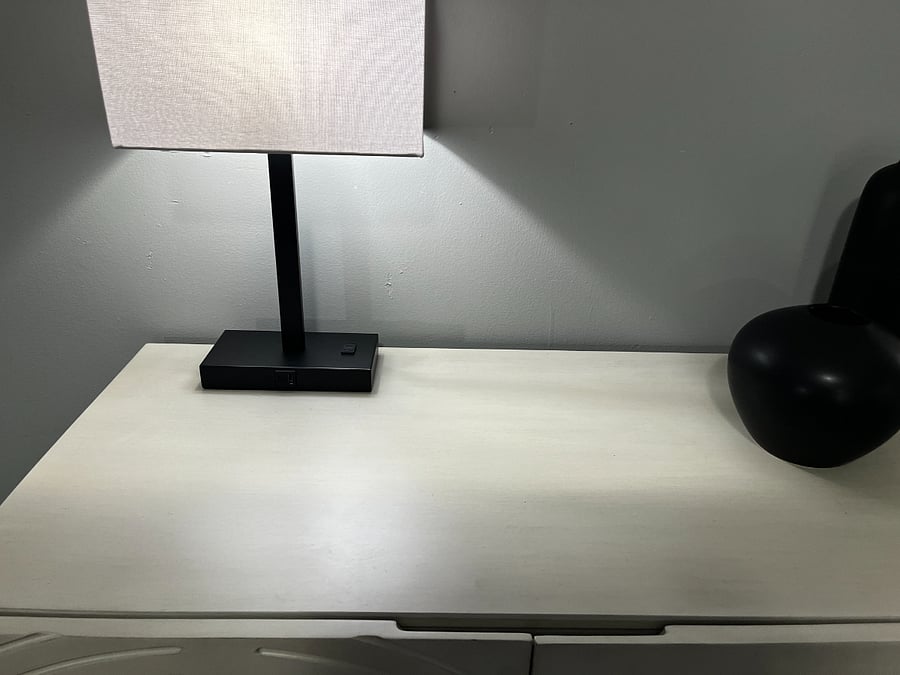 Charging lamps in dining area.