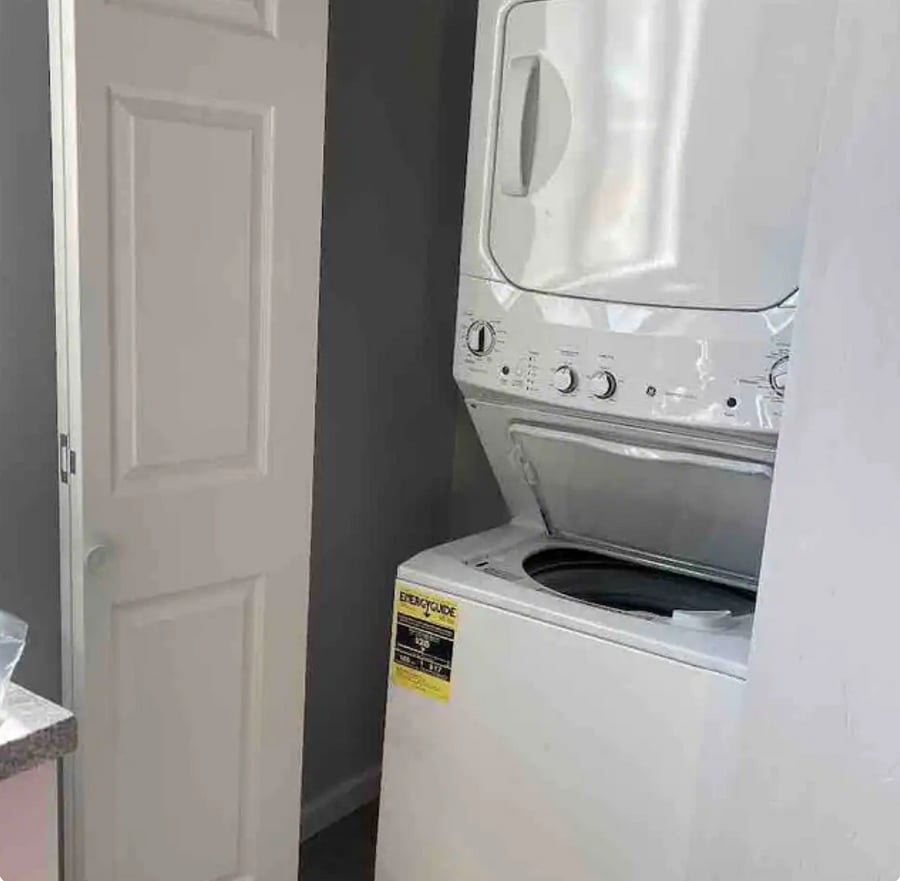 In unit large capacity washer and dryer. 