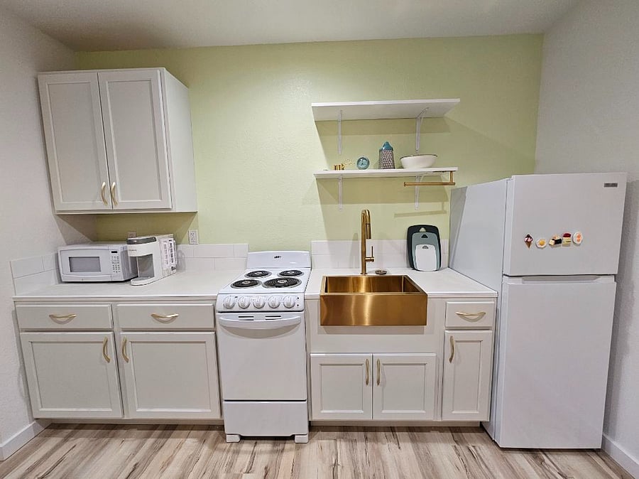 Full kitchen stocked with cooking essentials
