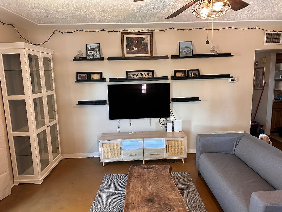 Smart TV and whole house WiFi. Shelves to add your personal touch.