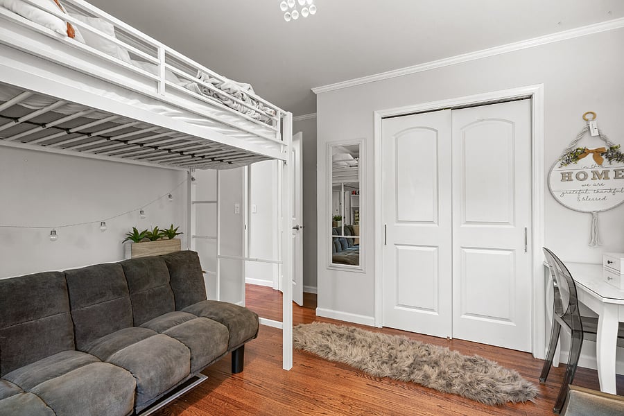 #3 Bedroom. Queen bed + upper twin bunk bed.